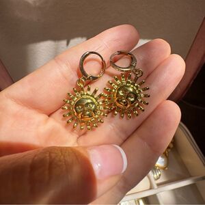 Gold Sun Hoop Earrings